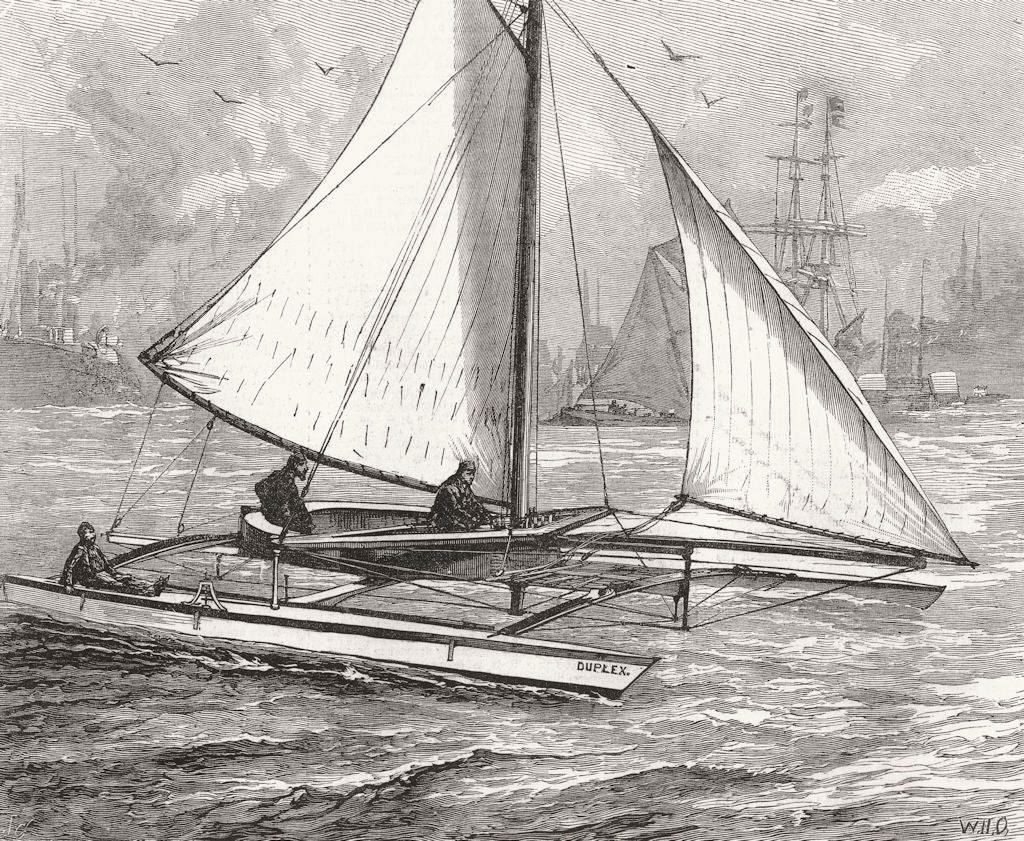 SHIPS. The Duplex Catamaran 1880 old antique vintage print picture